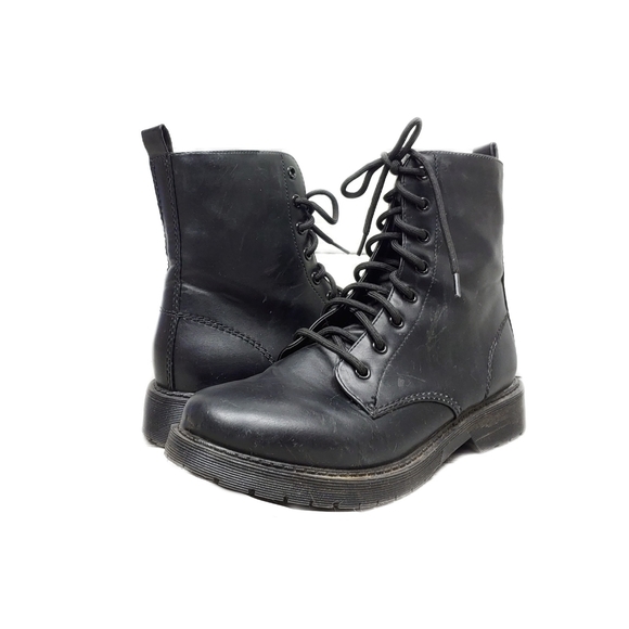 Time & Tru Shoes - **SOLD**Time & Tru Black Womens 9 Faux Leather Combat Moto Boots